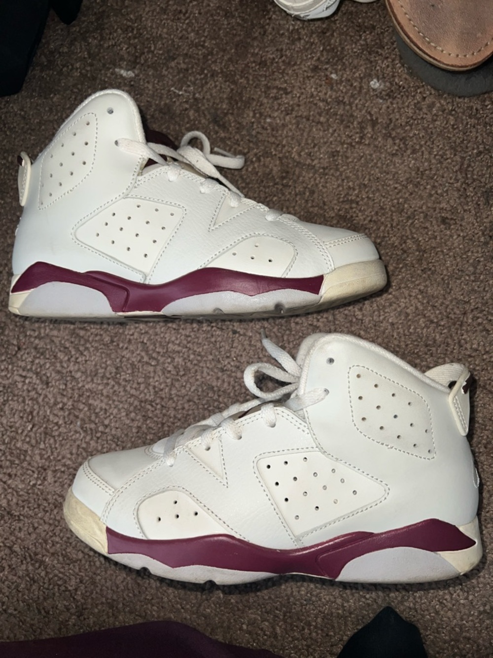 Nike Kids White and Maroon High-Top Sneakers